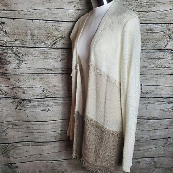 Style & Co Ombre Sweater Open Front Fringe Accent Size Medium - Picture 5 of 6